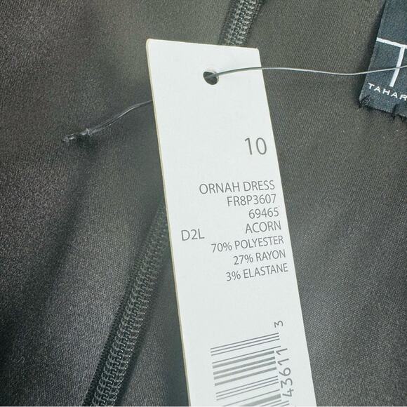 Tahari Ornah Sheath Dress Brown Sleeveless Embellished Hem Size 10  New - Picture 8 of 12